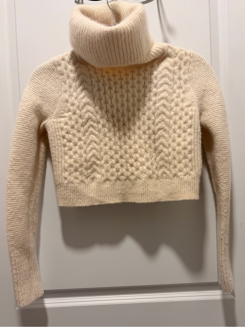 Club Monaco Cream Cable-Knit Turtleneck Sweater